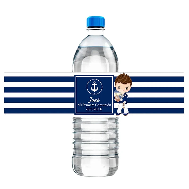 Custom Boys Girls Mi Primera Comunión Decor Water Bottle Labels Stickers Christening Baptism Communion