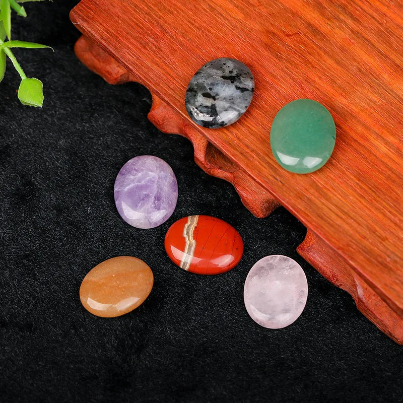 JH18-1 5/10Pcs Natural Crystal Palm Stone, 2cm Oval Shaped Raw Gemstone for Handheld Worry Stone Reiki Healing Massage Decor