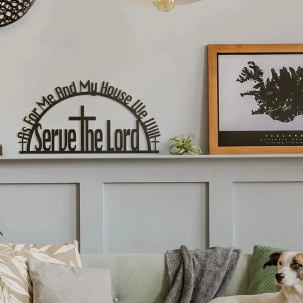 As For Me and My House Sign 2024 Black metal Bible verse wall decor, Christian inspirational wall art for home