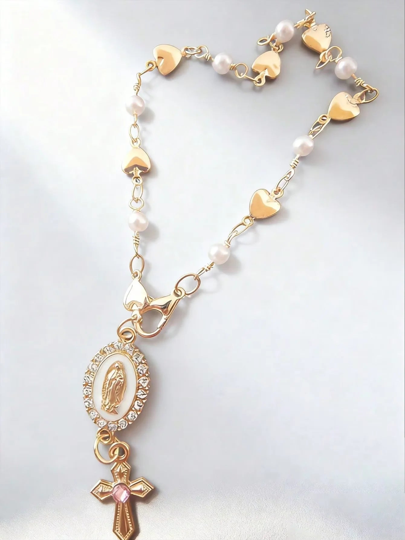 1PC Religious Rosary Car Hanging Ornament – Can Be Used as Decoration for Rearview Mirror or Steering Wheel