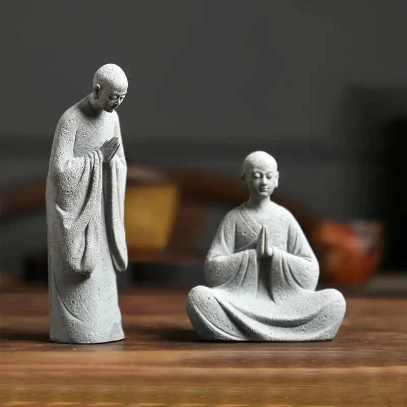 1Pcs Wishing Monk Buddhist Micro Landscape Stone Fish Tank Moss Landscaping Zen Oriental Aesthetics Garden Ornaments