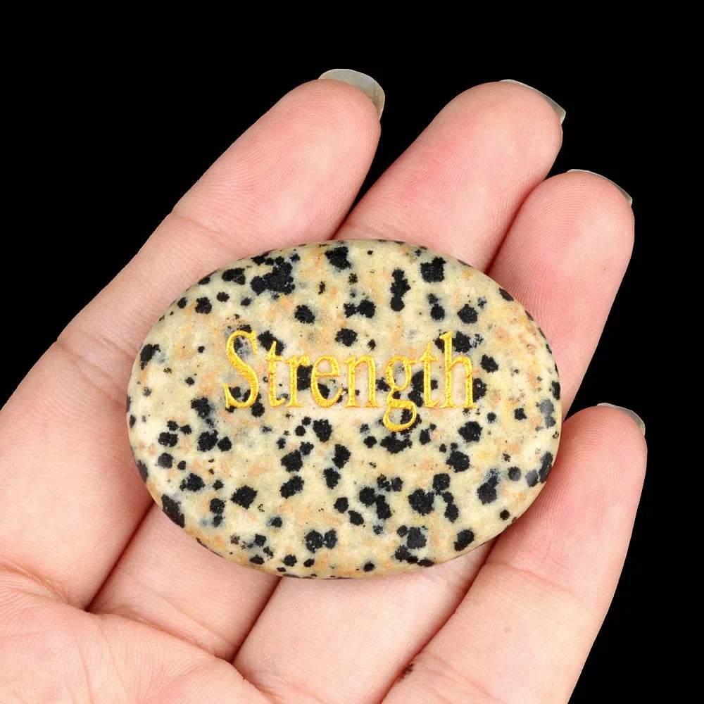 Natural Stone Crystal Engraved Different Inspirational Word Worry Stones Reiki Healing Crystals Palm Gemstone Thanksgiving Gifts