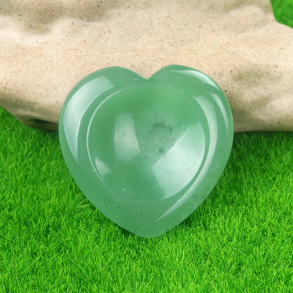 40mm Heart Crystal Worry Stone Palm Energy Therapy Reiki Healing Massage Quartz Meditation Pocket Gemstone Spiritual Thumb Flake