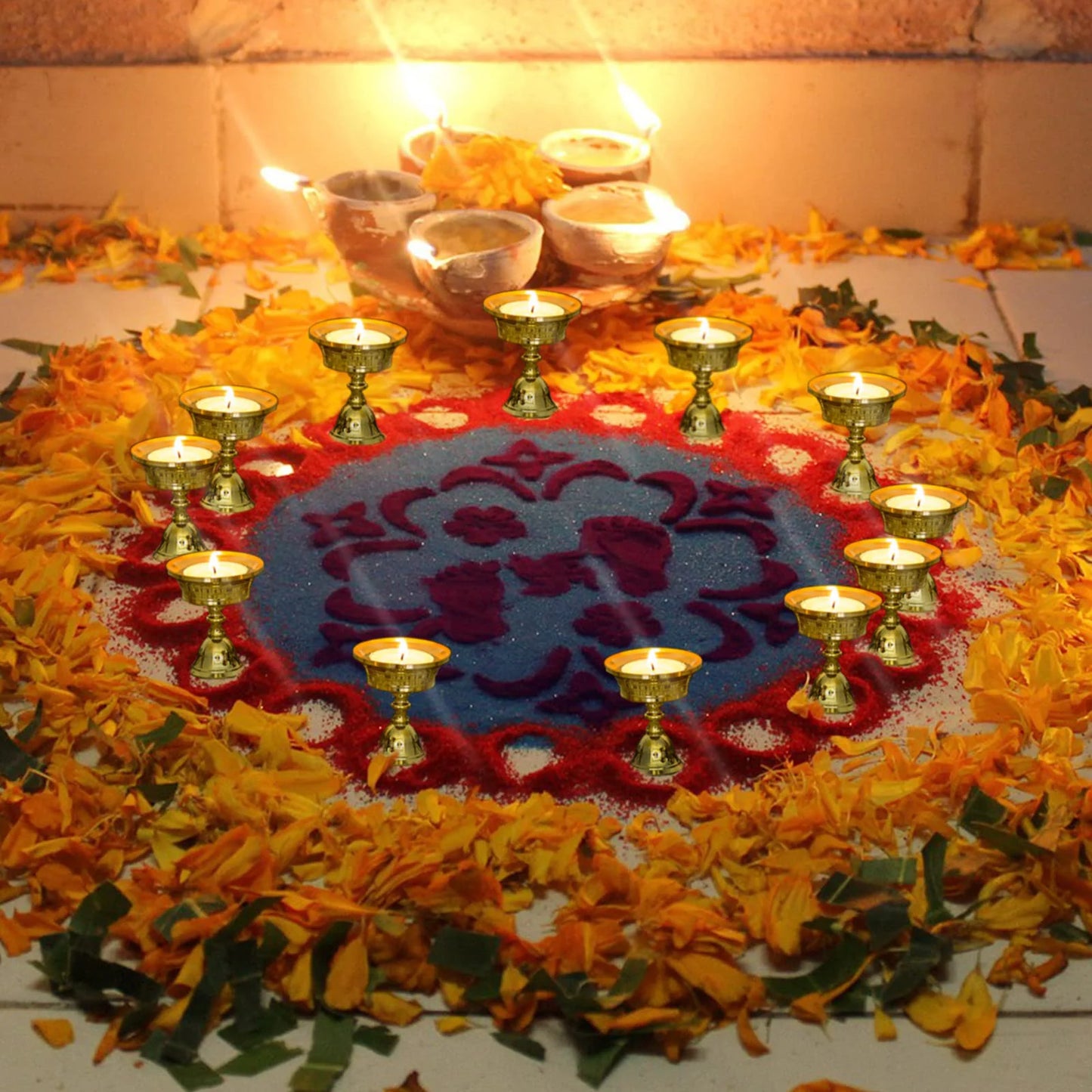 4-50Pcs Diwali Diya Lamp Brass Oil Lamp Copper Butter Lamp Holder Traditional Indian Oil Lamp for Puja Kuber Indian Diwali Gifts