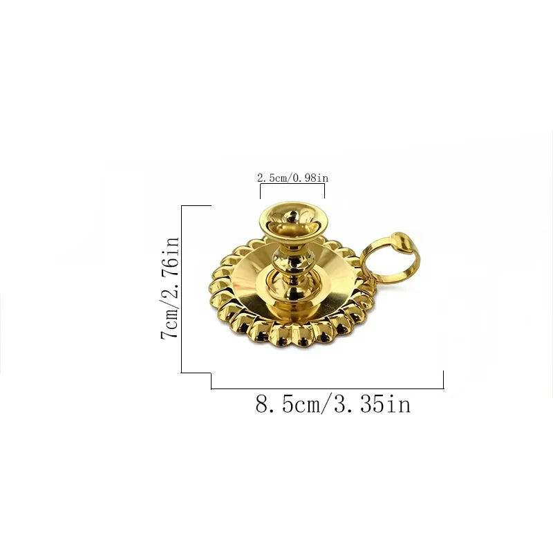 Luxury Gold Plated Orthodox Handheld Candle Holder with Handle for Church Liturgy Home Altar Prayer Devotion Christian Gift Deco