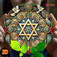 2D Flat Star of David Menorah Dove Round Metal Tin Sign, Elegant Jewish Hanukkah Religious Wall Decor, Ornate Judaica Art Iron P