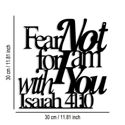 Elegant Minimalist Christian Faith Metal Wall Decor -Hebrew Script Bible Verse "Fear Not for I Am with You" -Golden - Heavy-Duty