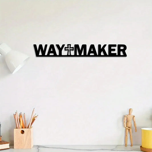 1pc Vintage "Way Maker" Cross Wall Art, Iron Christian Scripture Sign, Religious Home Decor for Living Room Easter