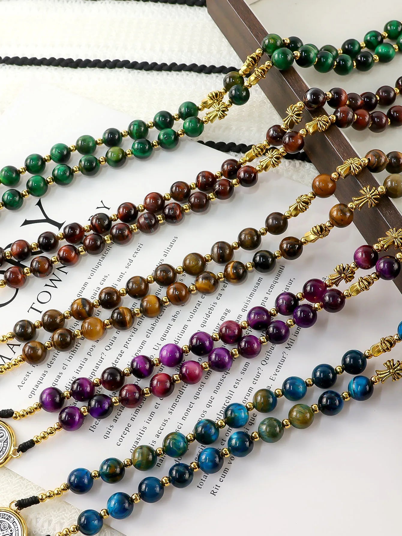 2026 new 1PCS handmade combination multi-color retro natural stone religious cross necklace jewelry suitable for various occasio