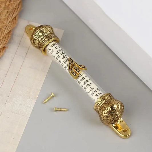 Metal Mezuzah with Scroll - Religious Door Decoration, Blessing Plaque, Retro Case for House & Gift