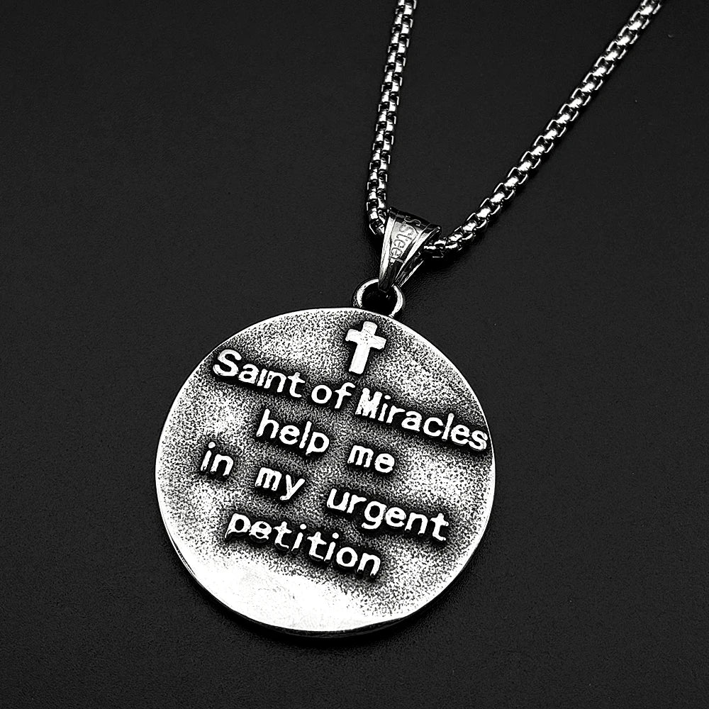 SANIT ANTHONY PRAY FOR US Chain For Women Men Stainless Steel Silver Color Patron Saint Of Lost Things Religious Jewelry Gifts