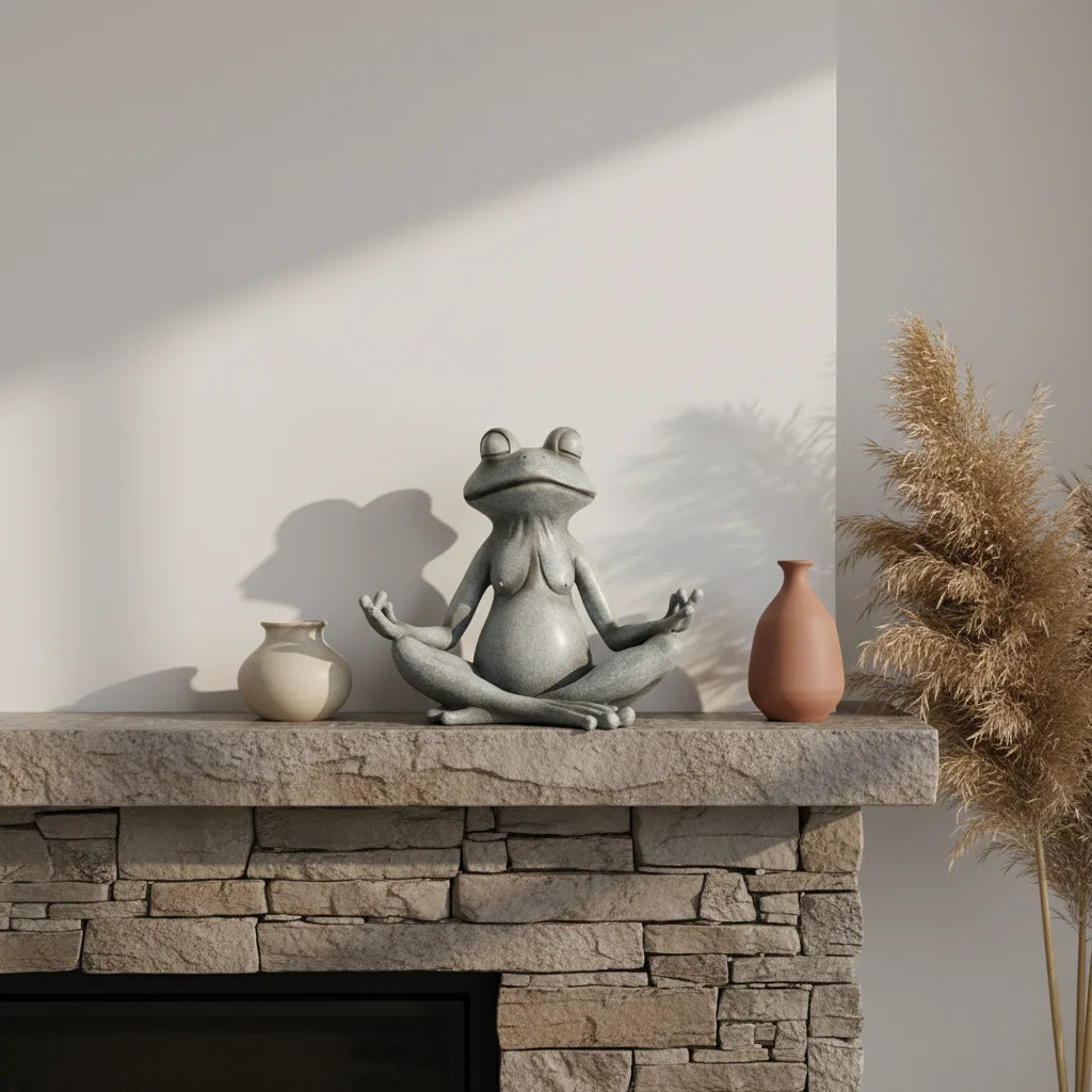 VILEAD Original Design Meditating Frog Sage Resin Zen Artistic Figurine Decorative Garden Statue Home Office Desk Decor
