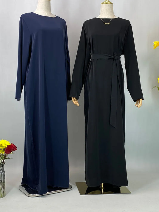Hot Selle Muslim Woman Abaya With Pockets Islamic Casual And Simple Long Dresses Moroccan Caftan Woman Dubai Abaya Ramadan Black