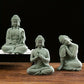 Buddha Garden Statue Fish Tank Decoration Mini Buddhism Figurine Desk Tablescape Decor Home Zen Statue Green Sandstone Thailand