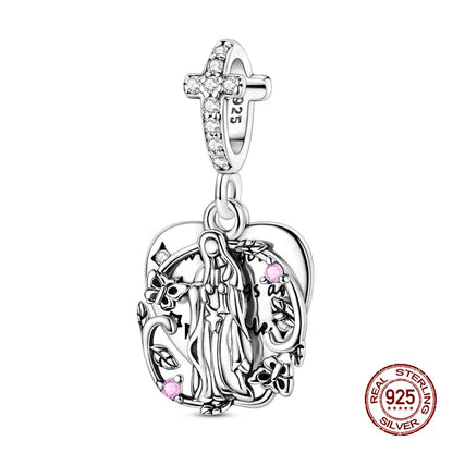 Charms Bead 925 Sterling Silver Virgin Mary Cross Pendant Bead Fit Original Bangle Bracelet DIY Fine Jewelry For Women Gift Hot