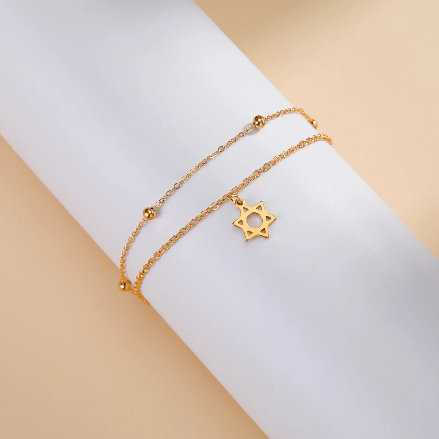 EUEAVAN 1pc Star of David Bracelet Hexagram Jewish Stainless Steel Charm Bracelets for Women Vintage Judaism Jewelry Gifts