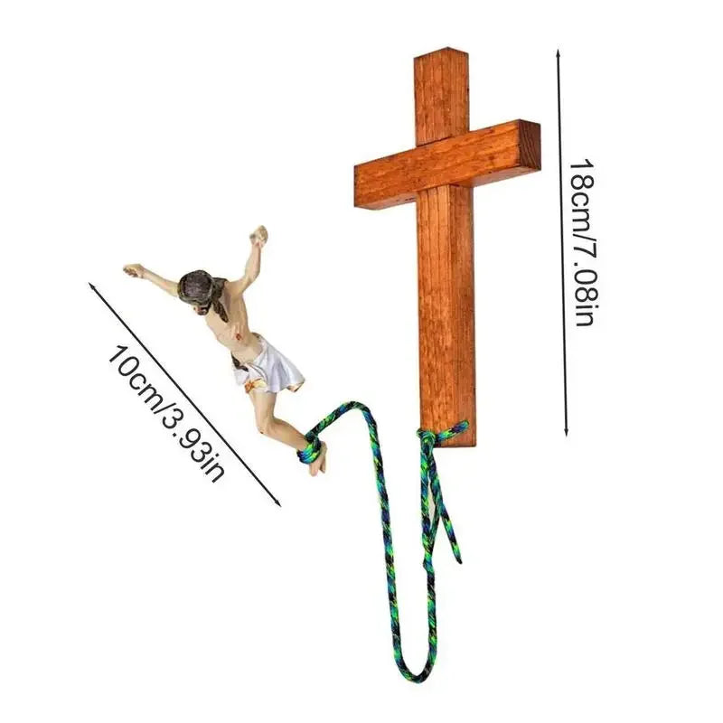 Bungee Jesus Crucifix Wall Art Decor Jumping Jesus Resin Figurine Decorative Jesus Resin Craft Statues for Home Church Living