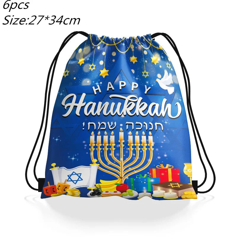 Jewish Hanukkah Birthday Party Decoration Cake Topper Balloon Candle Chanukah Party Supplies Tableware Banner Backdrop