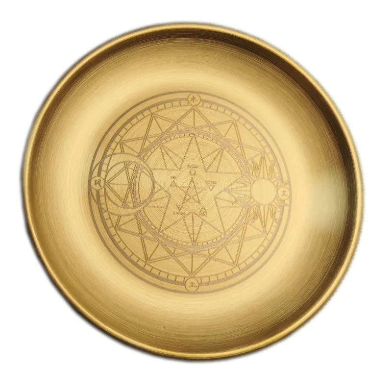 Astrology Pentagram Candlestick Table Altar Plate Divination Wicca Accessories Candleholder Ritual Tray Goldplating