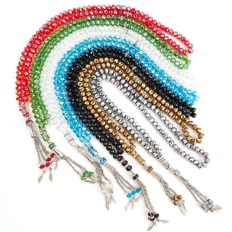 8mm 99 Beads Crystal Prayer Beads Crystal Bracelets Tasbih Tasbeeh Misbaha Bracelet Islamic Muslim DIY Bracelet Jewelry