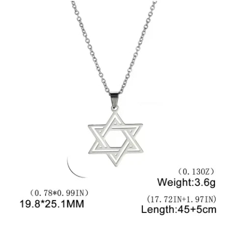Simple Hollow Star of David Hexagram Choker Necklace for Men Women Gold Color Stainless Steel Chain Necklaces Jewish Jewelry