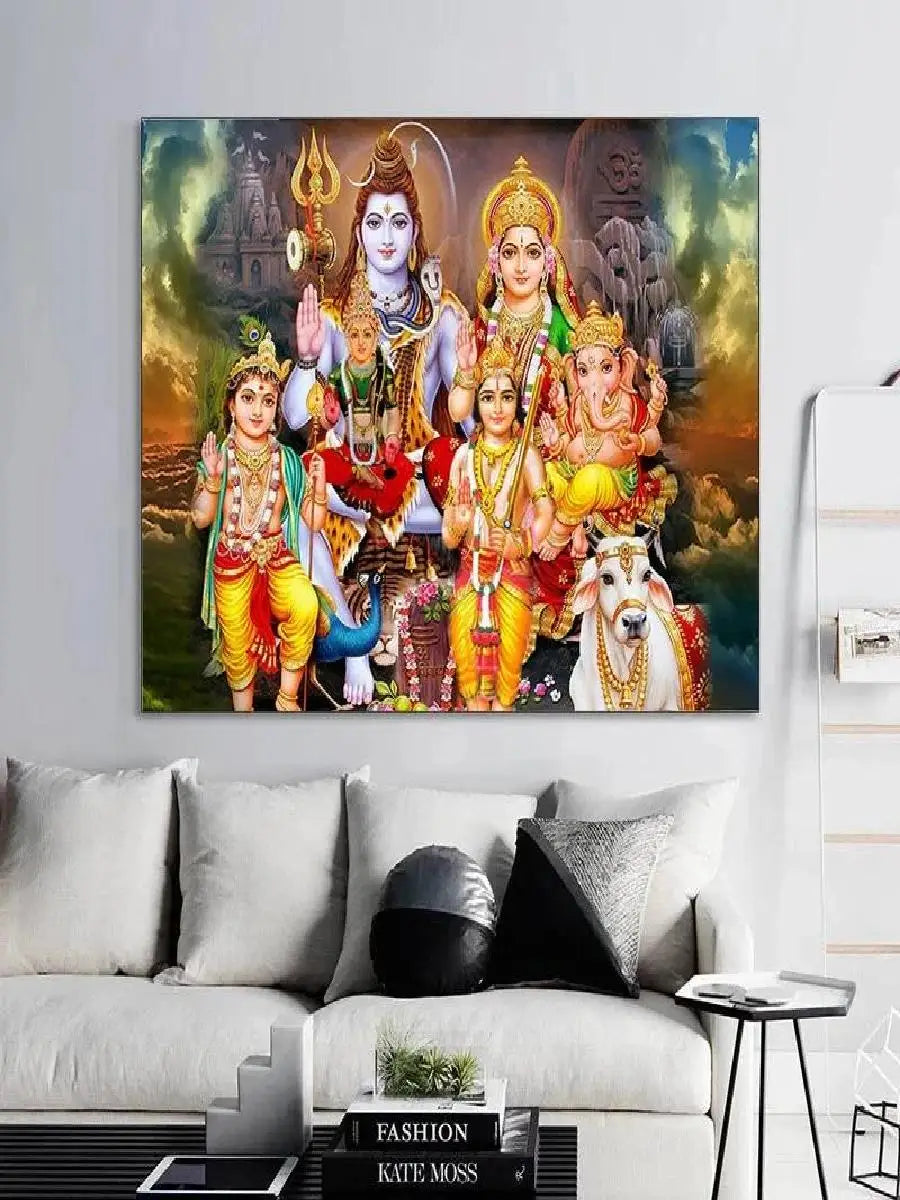 Divine Abstract Lord Shiva Canvas Poster  Hindu God Wall Art for Living Room  Religious Home Decor  Indian Deity Prints