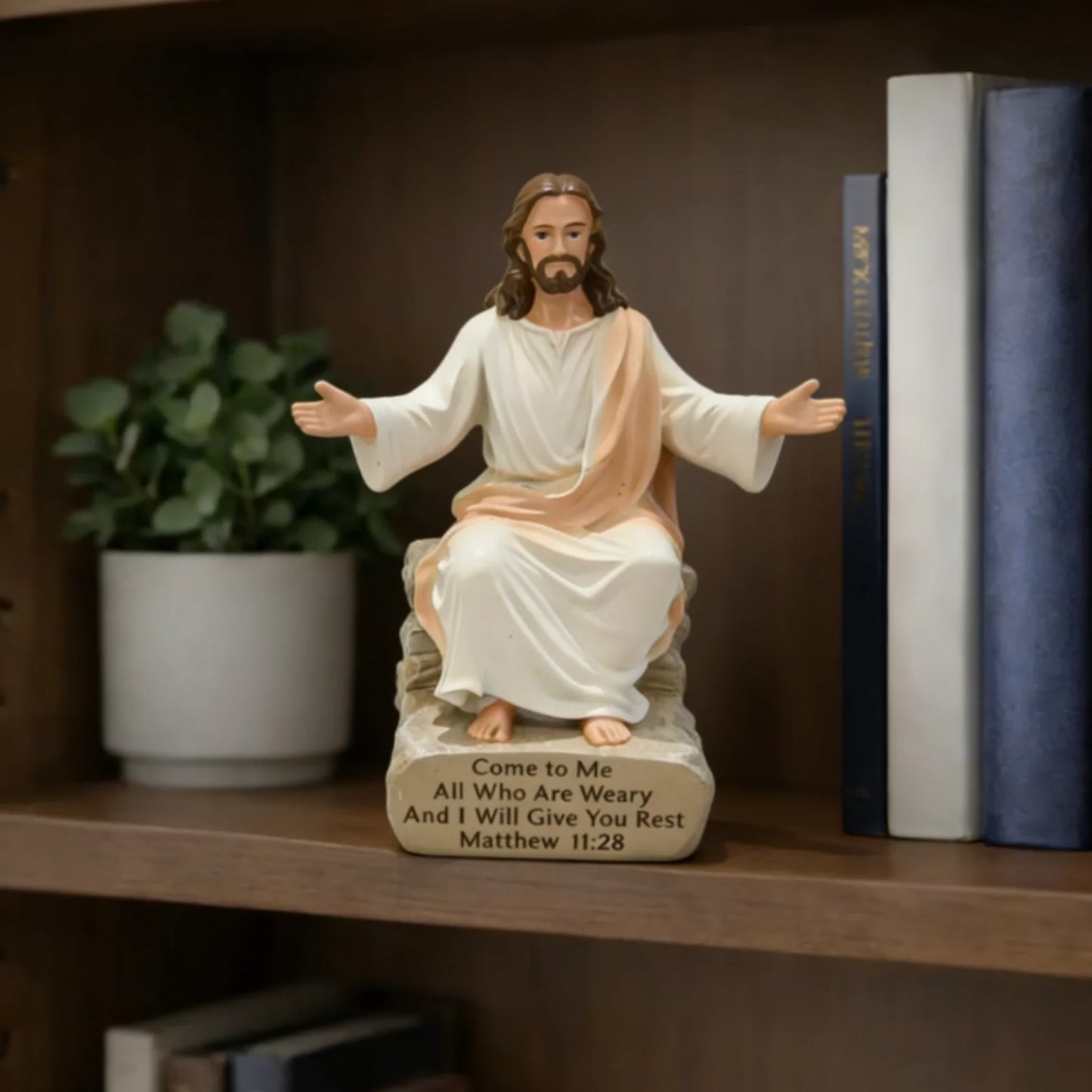 Desk Companion Jesus Resin Decorative Ornament, Christ Statues, with Slogans, Unique Spiritual Gifts, Home Desk Decor