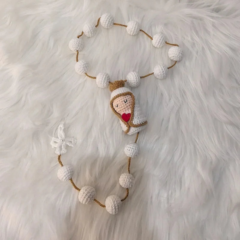 Handmade Christening Baptism wedding engagement Communion birthday Bridal Rosary with Saint Christmas Gift Home Decoration
