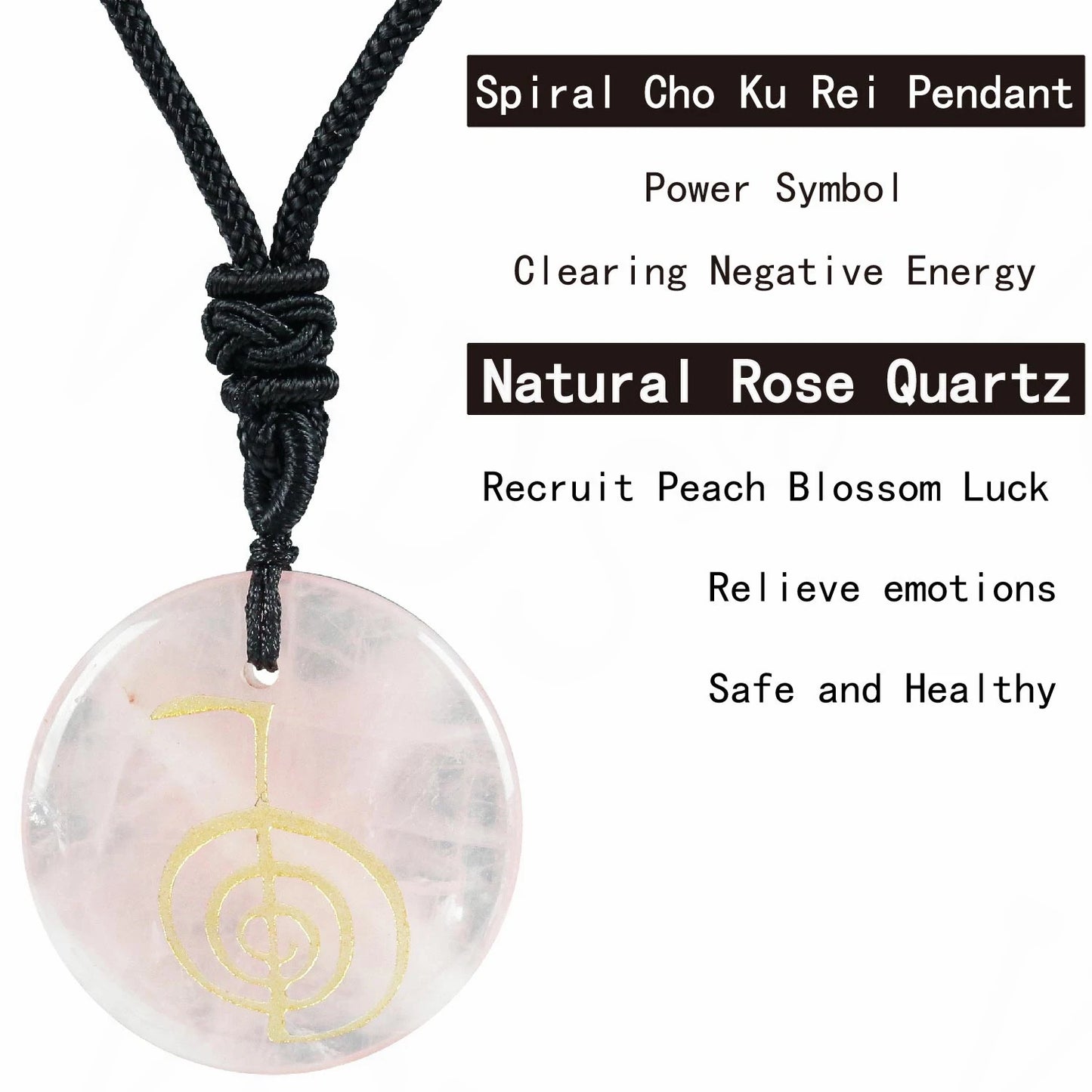 Hot Natural Crystal Quartz Cho Ku Rei Reiki Energy Symbol Pendant Ancient Spiritual Healing Necklaces Pendants Women Man Jewelry