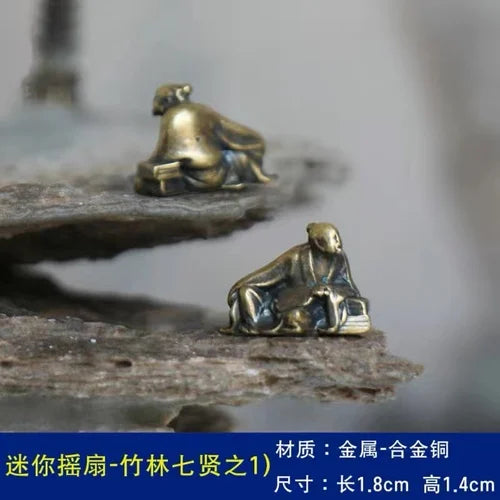 Micro Landscape Bronze Chinese Buddha Ancient Tea Ceremony Zen Moss Rockery Bonsai Sand Table Decorationfairy Garden Miniatures
