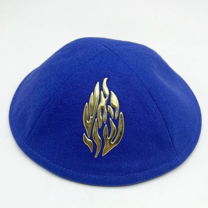 19cm Linen Kippah with Flashing Fire Symbol for Men Yamaka Hat Kippot Kipa Kipot Black White Color