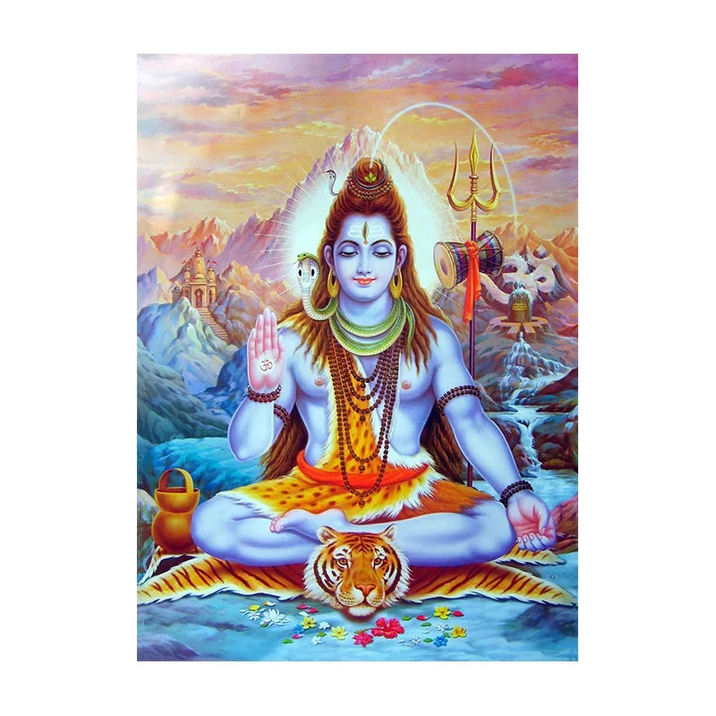 Modern Hindu God Wall Art Lord Shiva Buddha Portrait HD Canvas Oil Painting Poster Prints Home Bedroom Living Room Decoration
