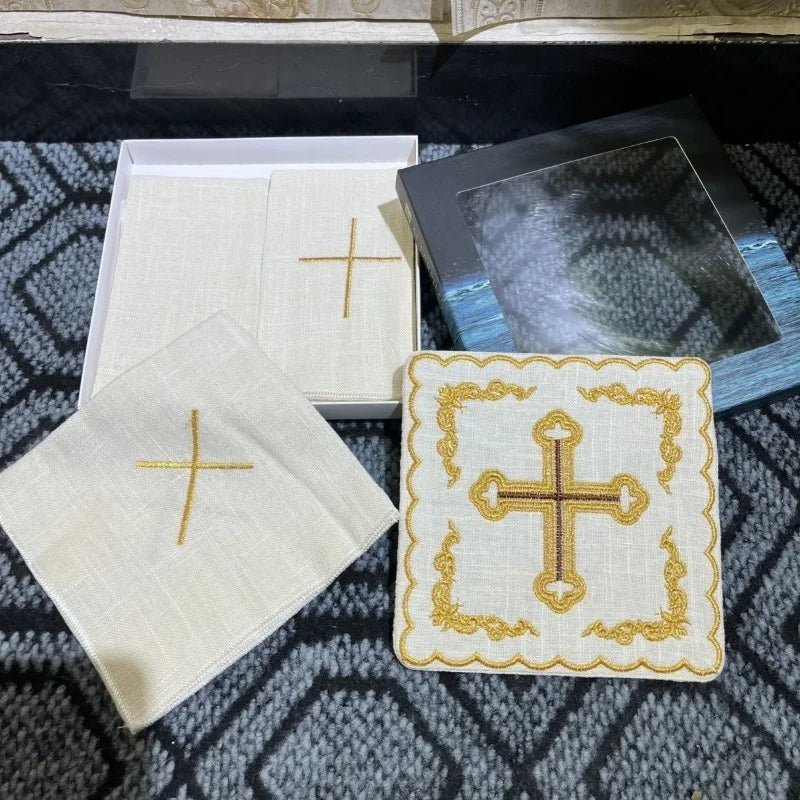 Nine Fold Cloth Father Mass Liturgy Chalice Coaster Gauze Embroidery Pall Corporal Saran Wrap Catholicism Ceremony Supplies