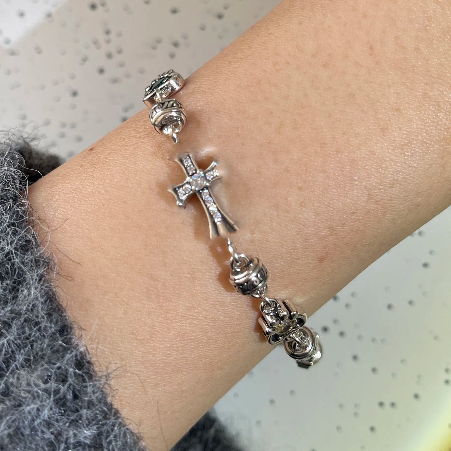 925 Sterling Silver Bracelets for Women Men String Accessories Trend Cross Zircon Pendant Party Jewelry Gift
