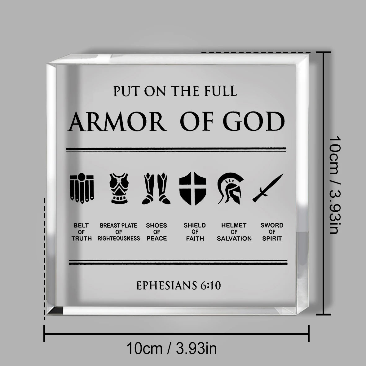 [Christian Desk Sign] Inspirational Christian Acrylic Desk Sign - 2D Flat, Full Armor of God Bible Verse Ephesians