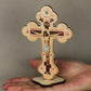 Wooden Jesus on Cross Stand Decoration Christian Crucifix Jesus Christ Crosses Icon Ornament Church Desktop Display Crafts Gift