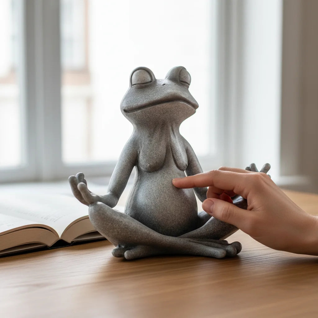 VILEAD Original Design Meditating Frog Sage Resin Zen Artistic Figurine Decorative Garden Statue Home Office Desk Decor