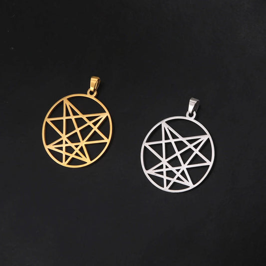 EUEAVAN 1pc Order of Nine Angles Symbol Pendant Amulet Stainless Steel Round Pendants Sacred Geometric Charms Jewelry Making