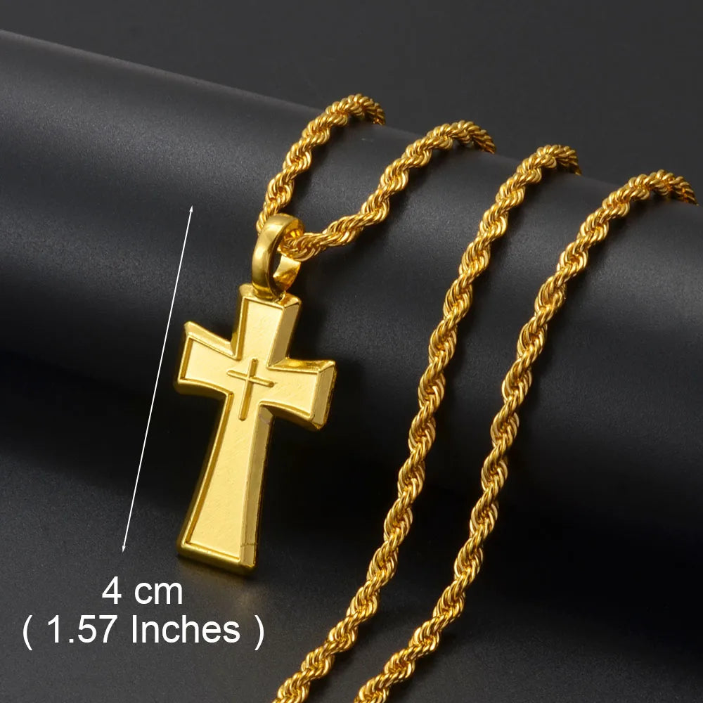Annio Ethiopian Gold Color Cross Charms Pendant Necklaces African Jewelry Eritrean Anniversary Accessories #161916