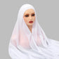 Premium Chiffon Hijab With Bulit-in Magnets Solid Color Easy To Wear Shawl Wrap With Undercap For Muslim Women