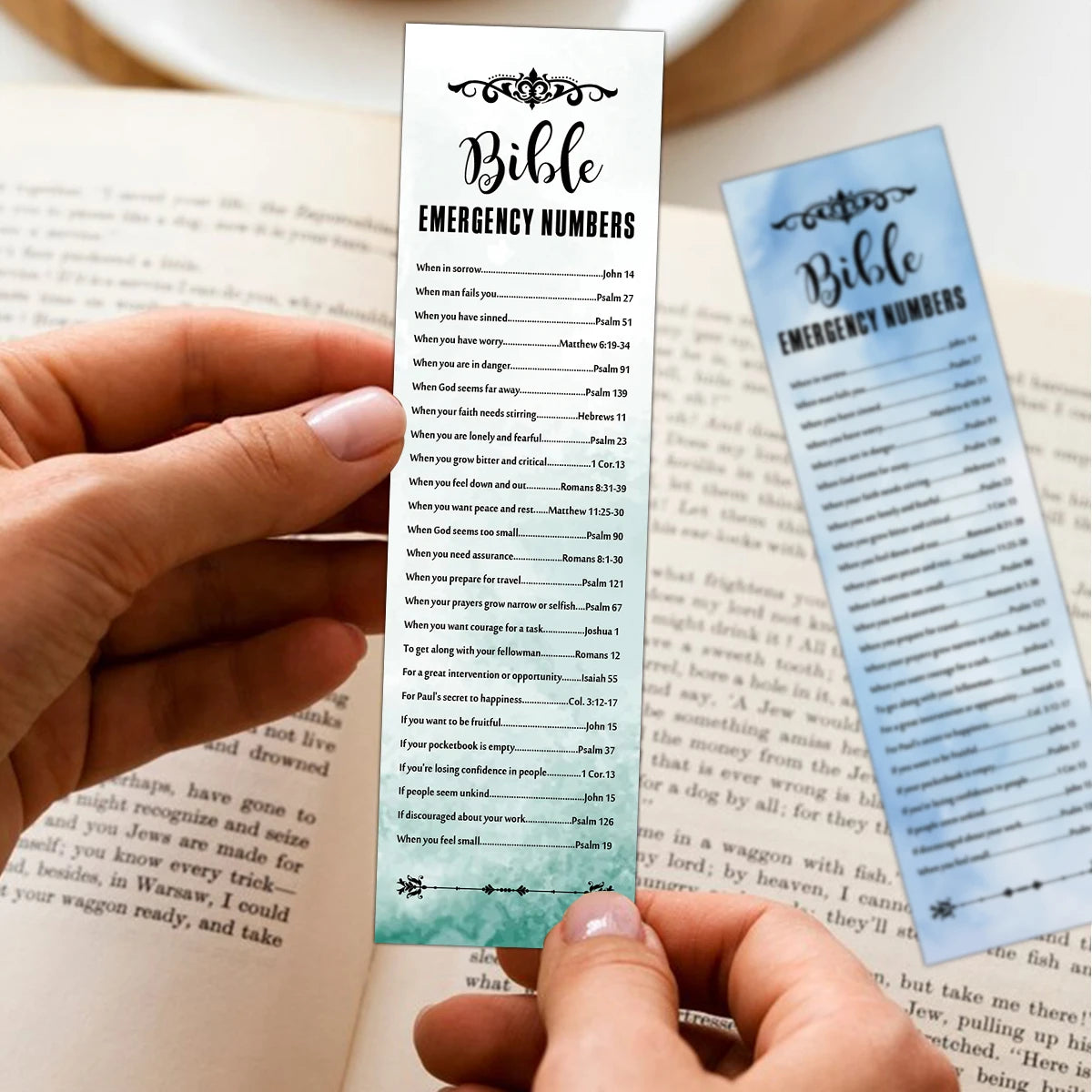30pcs Watercolor Christian Inspirational Bible Verse Emergency Number Bookmark Welcome Appreciation Gift For Church Sunday Study