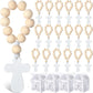 6/12/18PCS Wooden Rosary Wood Bulk Catholic with Crucifix Wooden Cross Pendant with White Mesh Bags for Baptism First Communion