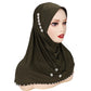 Trendy Muslim Instant Hijab Beads Bonnet Stretch Scarf Islamic Headband Jersey Hijab Headwrap Turbante for Women