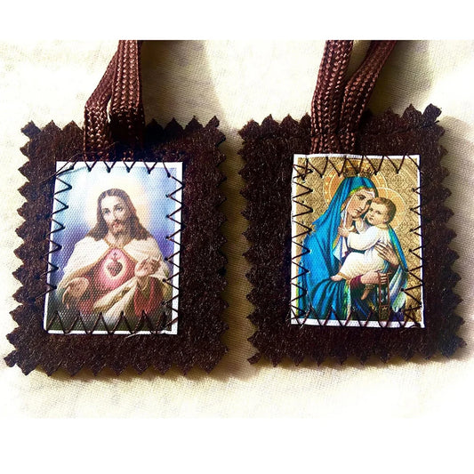 5Pcs/Lot Church Group Prayer Baptism Communion Sacraments Gifts Our Lady of Mt. Carmel and Sacred Heart of Jesus Scapular Badges