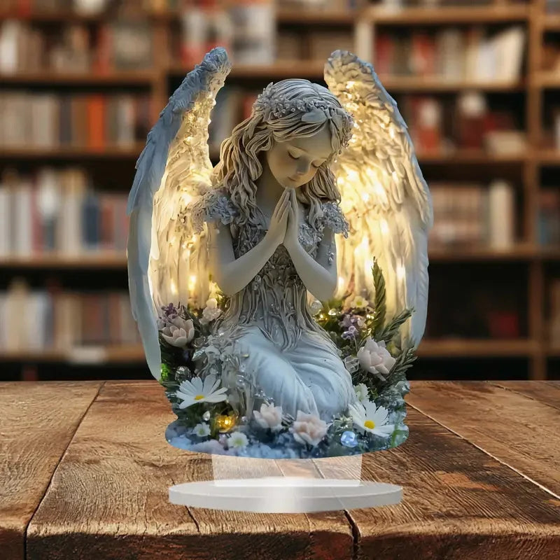 Radiant Praying Angel Statue  A Calming And Warm Desktop Decoration The Perfect Gift For Your Home Office Or Cafe Decor