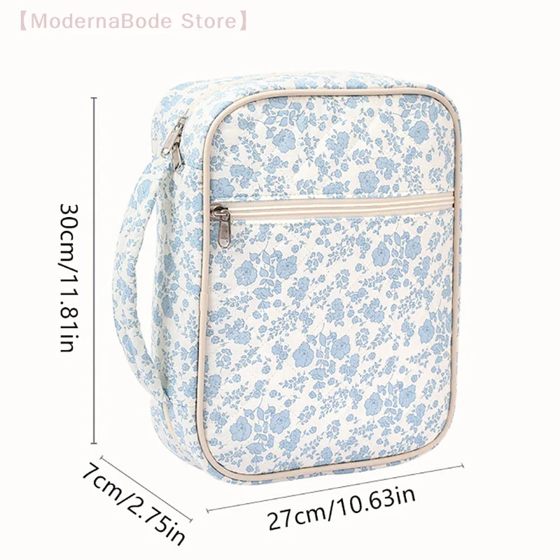 Large Bible Cover Case For Women Quilted Bible Bag Floral Bible Storage Bags With Zipper Pocket And Handle Bible Study Supplies