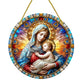 Virgin Mary Suncatcher - Round Acrylic Wall Art, Stained Style Hanging Decor, Ideal for Living Room, Bedroom,Perfect Family Gift