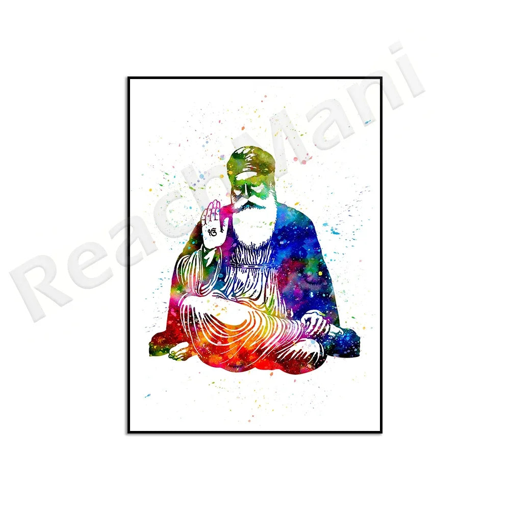 Sikh Art Print of Guru Nanak Spiritual Wall Decor Meditation and Yoga Poster Perfect Gift for Mindfulness and Inner Peace