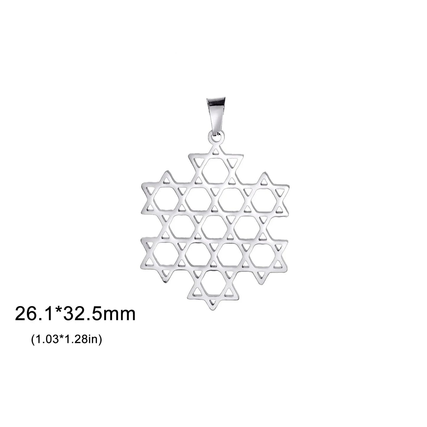 EUEAVAN 1pc Jewish Star of David Hexagram Pendant Stainless Steel Amulet Charms for Jewelry Making Necklace Supplies