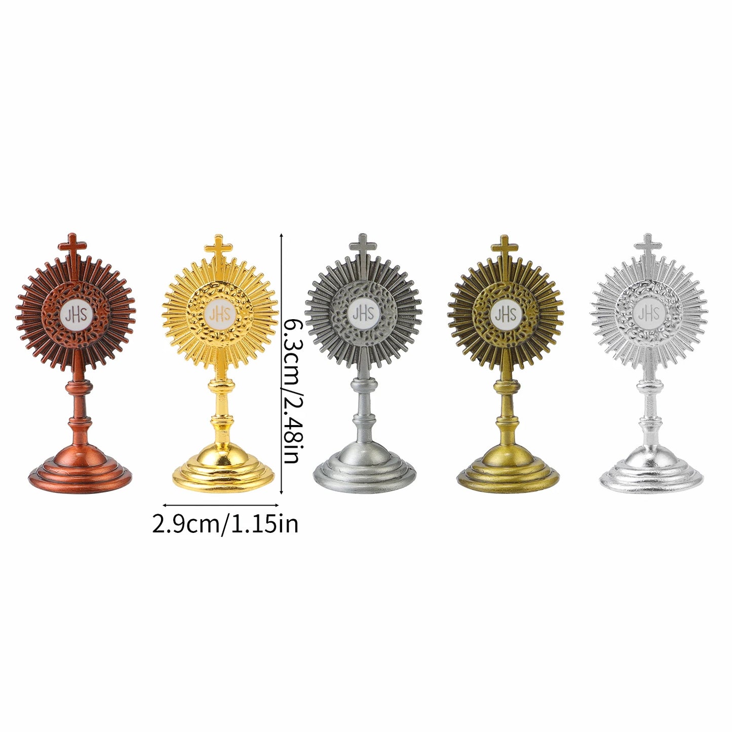 Catholic Christian Communion Statue Gold Jesus Hominum Salvator Home Office Table Decoration Cross Figurine Religion Gift